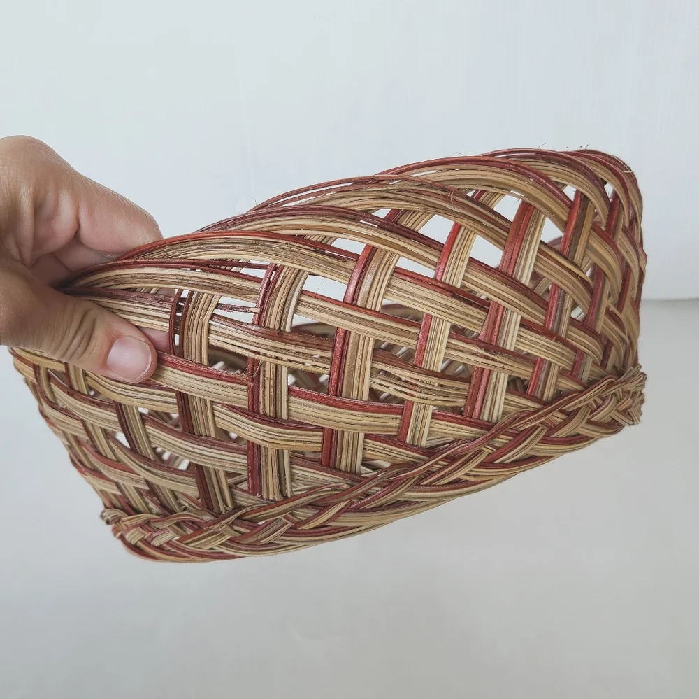 Woven rattan wicker basket bowl wall gallery fruit bowl boho shabby chic